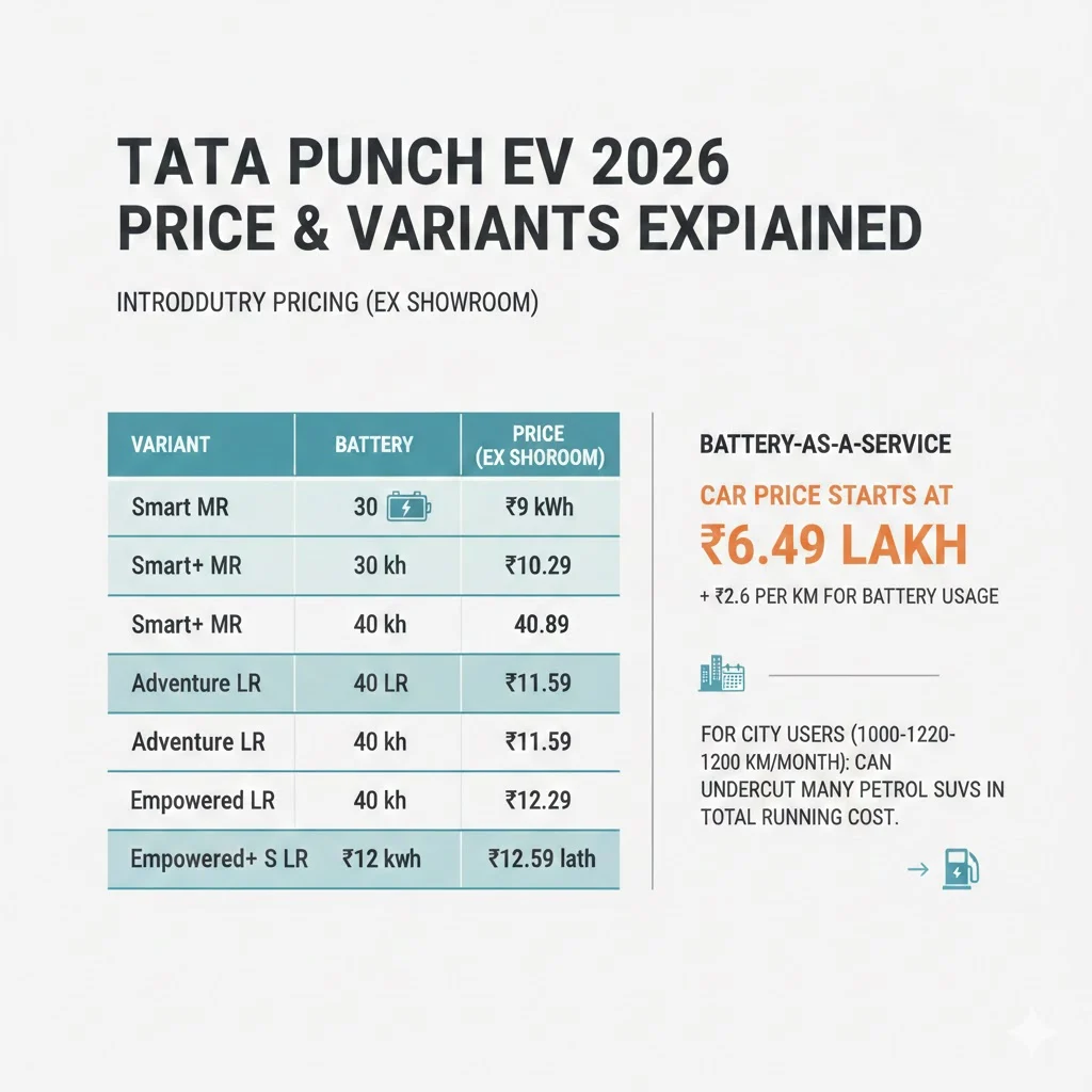 Tata Punch EV 2026 Price And Variants Explained